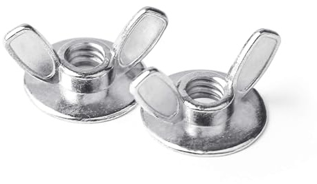 Aiwaiufu 1/4-20 Wing Nuts with Washers Base – Zinc Plated Butterfly Nuts for Fastening, Hand Twist Secure Lock Parts for Hurricane Shutters, Furniture, DIY and Mechanical Assembly (100)