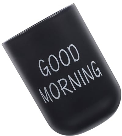 TOBBOMEY Vaso De Plástico para Baño Negro, Irrompible y Multifuncional, Portacepillos De Dientes y Maquillaje, Capacidad Media, Uso Doméstico Niños, 1 Unidad