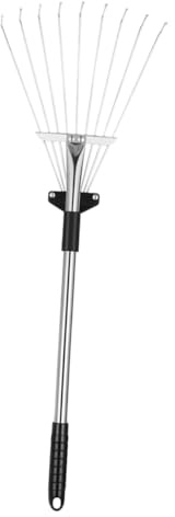 TOBBOMEY Rastrello Foglie Estensibile con Denti in Acciaio Manico Telescopico Antiscivolo per Giardino e Prato Strumento Resistente per Pulizia Foglie e Erbacce Outdoor