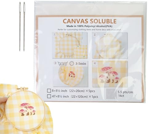 Pellicola per ricamo solubile in acqua – Foglio stabilizzatore lavabile, strato di cucitura trasparente, accessorio per cucito artigianale, coda lunga di supporto per motivi dissolvibili | per camicia