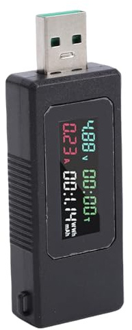 Tangxi USB-C-Tester, Leistungsmesser, Digitales Multimeter, Spannung, Strom, Voltmeter, Batterieprüfer, Mobiler Tester KWS V30, Powerbank-Kapazität, Voltmeter, USB-Kabel, Ladegerät, (BLACK)