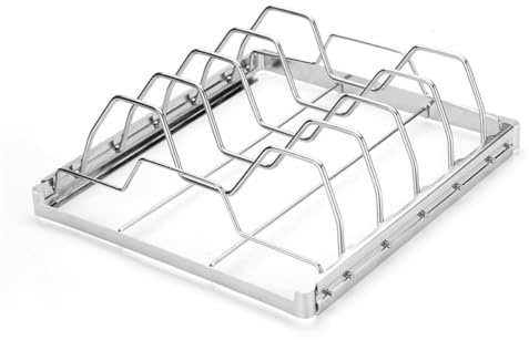 MoSundi Foldable Stainless Steel Large Rib Rack BBQ Grill with 5 Slots for Back and Spare Ribs, Space-Saving Design, 24.2 x 22.2 x 7.2 cm