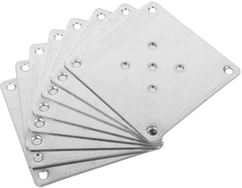MALUGOGO 8 staffe per gambe di mobili in metallo, 10 x 10 cm, piastre di montaggio piatte ispessite con 5 fori, per riparazione e rinforzo di divani, tavoli, sedie, per uso domestico