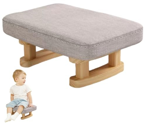 StaZamor Fotpallar ottoman, 40 x 30 x 18 cm ottoman fotstöd med avtagbart vadderat säte, halkfri liten fotpall med träben för soffa, vardagsrum, sovrum, entré.
