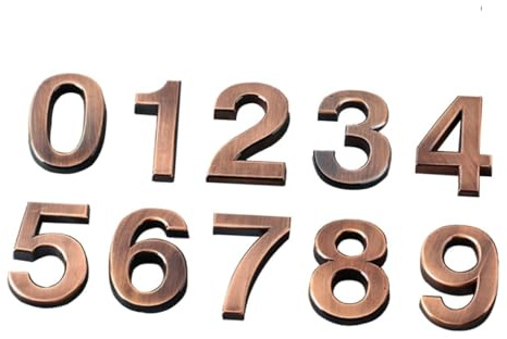 Zerodeko Set da 10 Pezzi Numeri Civici in Metallo Elettroplaccato da 5 CM, Targhe Numeriche per Porta e Numero Dell’Ingresso, Adatti per Uso Interno ed Esterno in Casa, Ufficio e Hotel