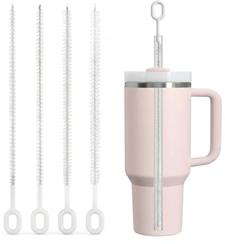 Cepillo Limpia pajitas para Stanley – Set 4 Unidades 6/8/10/12 mm, Cerdas Nylon y Mango Acero Inoxidable 26 cm