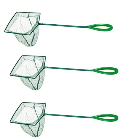 Épuisette Aquarium 3 Pouces Filet de Pêche à Mailles Fines Carrées Souples | Manche, Télescopique, Acier, Inoxydable, Nettoyage, Débris, Transfert, Sécurisé, Poissons, Qualite, Solid, Pratique