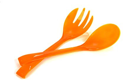 Kimmel Salatbesteck Servierlöffel Salatgabel Salatlöffel 2-teilig, Kunststoff, Orange-transparent, 21-000-2712