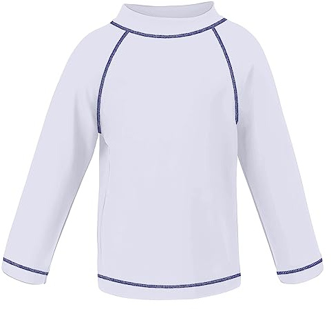 TIZAX Camiseta UV de Manga Larga para niñas Traje de baño con protección Solar Rashguard para Surf/Nadando/Buceo/Playa Blanco 104