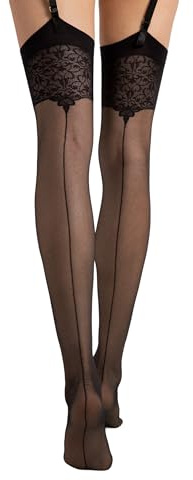Selente Underbara ben raffinerade strapsstrumpor, olika modeller, 20–60 DEN, tillverkade i EU, black Returner-2_20den, L