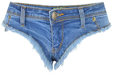 Faringoto Women's Low Rise Stretch Wash Denim Zip-Up Briefs Party Hip Hot Pants Beach Hot Pants