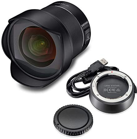 SAMYANG AF 14 mm F2.8 DSLR Autofokus Canon EF 8008 + Lens-Station Weitwinkel Objektiv mit 14 mm Festbrennweite, Autofokus, für Canon EF-Mount Kameras, Schwarz, 23277
