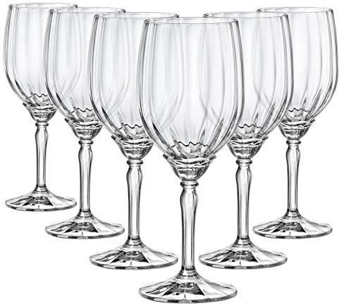 Rocco Bormioli Bormioli Rocco Florian Set of 6 Glass Goblets, Clear Foot, for White Wines, 38cl
