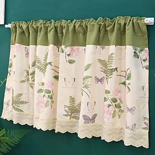 LUNEZY Kitchen Disc Curtains,Cotton and Linen Cafe Curtains,Short Blinds Curtains for Kitchen,Bedroom,Country Style Window Curtain,Bistro Curtain Short Curtain for Bathroom/Living Room/Re