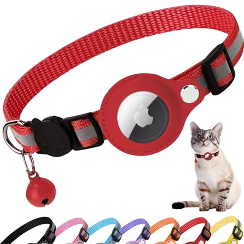 Croc-Cat airtag Katzenhalsband, Zubehör Kompatibel mit Apple Airtag, Halsband mit Sicherheitsschnalle Anti Strangulation für Kätzchen und kleine Hunde, GPS airtag Nicht inbegriffen!