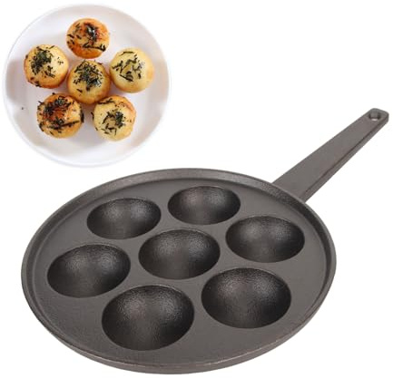 Takoyaki Poêle Gril, 7 Trous Poêle à Gril Takoyaki Antiadhésive, Machine à Takoyaki en Fonte élargie Et Approfondie pour Utilisation dans la Cuisine Domestique De L'hôtel Et du Restaurant