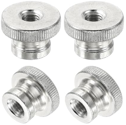 sourcing map Knurled Thumb Nuts, 4Pcs M8 Carbon Steel Nut High Head Through Hole for 3D Printer Part, Silver