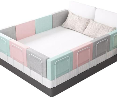 Mgchowue Kinderbettgitter Bettschutzgitter für Kinder Rausfallschutz Bett Bettgitter 5-Loch Höhenverstellbar für Einzelbett, Doppelbett, Kinderbett, Elternbetten(Color:Pink,Size:120cm(60cmx2))