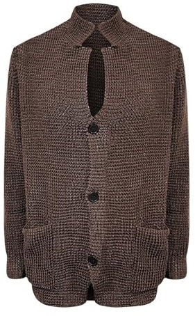 Herren-Strickjacke, Strickjacke, Knopfleiste, Wollmischung, warme Winter-Strickwaren für Herren, Grobstrickjacke, Vintage-Stil, Wolljacke, schwere warme Pulloverjacke, coffee, XXL