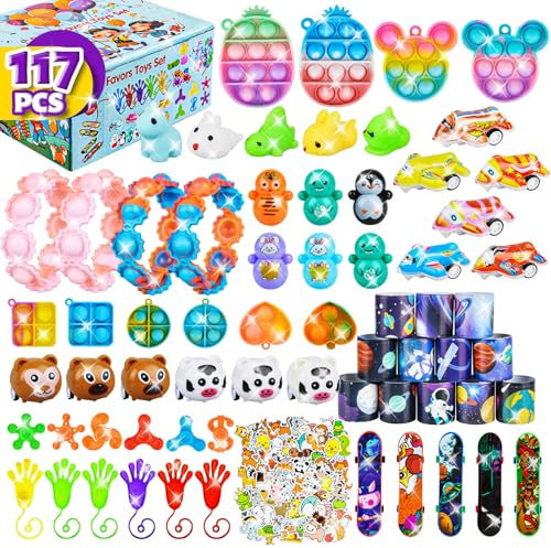 117 Stück Zappeln Spielzeuge, OdiuK Fidget Toys Set Anti Stress Spielzeug Angst Relief Finger Toys Partygeschenke Autismus Spielzeug Sensorisches Tressabbau Set für Kinder und Erwachsene