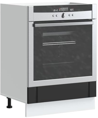 SooIarix Lucca Armoire de cuisine encastrable en bois noir, 60 x 46 x 81,5 cm, armoire de cuisine pour four, micro-ondes, avec pieds réglables, peu encombrant