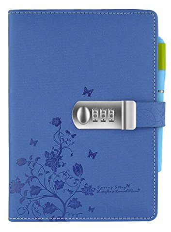 A5 Leather Diary Notebook Notepad Lined Blank Personal Diary Journal Planner Agenda for Adults Boys Girls TPN099 (Blue)