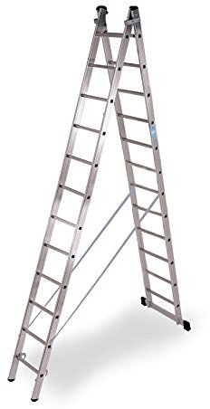 Escalera industrial de aluminio tijera un acceso con base 2 x 12 peldaños serie strong