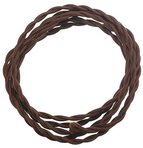 MASUNN 3M Vintage 2 Core Twist Braided Fabric Cable Wire Electric Lighting Cord-Coffee