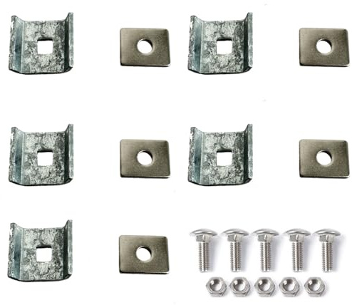 MEIN GARTEN VERSAND Doppelstabmatten Verbinder 5er Set 6/5/6 mm – verzinkter Gittermatten-Verbinder mit Schraube & Klemmscheibe – Mattenverbinder/Eckverbinder für Stabmattenzaun