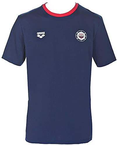 Arena Maglietta Unisex per Adulti Ufficiale della Squadra Nazionale di Nuoto degli Stati Uniti, Navy - Rosso, XL