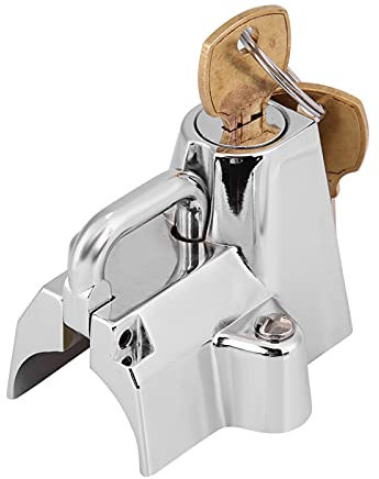 7/20,3 cm casco moto serratura, Keenso universale casco gancio lucchetto + 2 chiavi di bloccaggio, cromato, argento