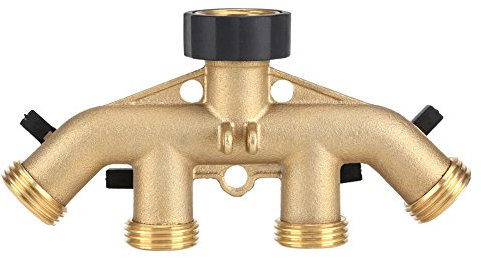 Zunate Gartenschlauch zu Schlauchverbinder,4 Verteiler 3/4 Zoll mit Absperrhähnen für 4 Zulaufschläuche,Fit für Standard 3/4 Durchmesser Verbindung.(1)