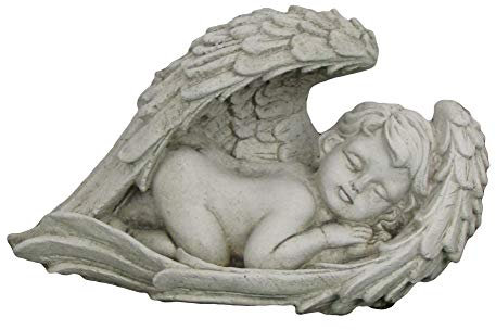 Gorse Lodge Steinfigur im Flügel schlafender Engel, Gartenfigur, 25 cm lang