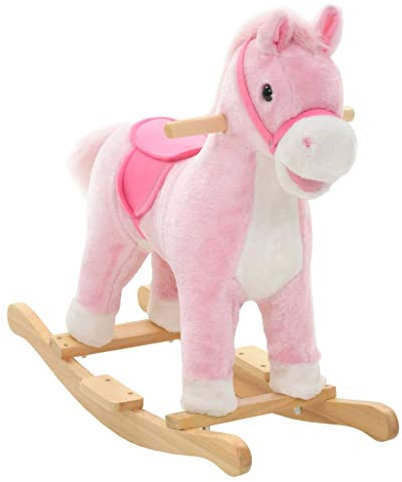 Festnight- Schaukeltier Pferd Plüsch Schaukelpferd | Schaukelspielzeug Geeignet für Kinder ab 24 Monaten | Lieblingsspielzeug 65 x 32 x 58 cm Rosa