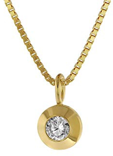 trendor Gold Anhänger 333 mit Zirkonia an goldplattierter Kette 75042 | modische Halskette für Damen, zauberhafter Halsschmuck, tolle Geschenkidee