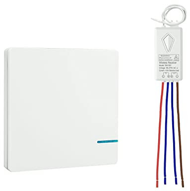 Thinkbee Wireless Light Switch for Light, 230V Waterproof RF ON/Off Wall Switch Remote Control for Lights 330ft Indoor 1700ft Outdoor, Integrated Power Up to 1000W