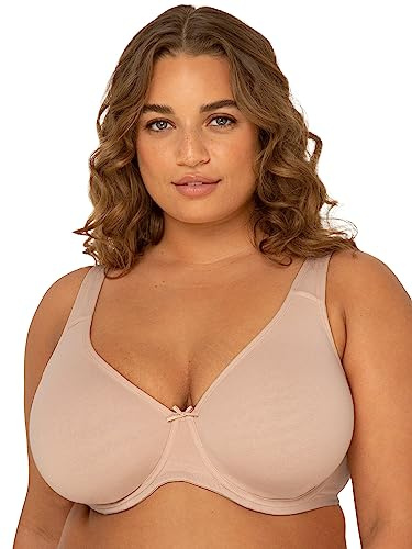 Fruit of the Loom Women's Plus Size Cotton Unlined Underwire Bra Full Coverage, Beige, 44DD
