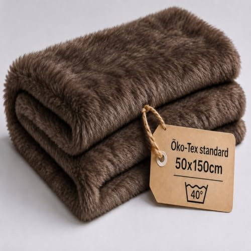 StoffBook dunkelbraun Fellimitat kunstfell langhaar für basteln, diy, Teddy, Plüschstoff, Fell zum nähen, Bastel Flauschiger Teddyplüsch, Fellstoff Kinder, Puppen, Kostüme Stoff, d104