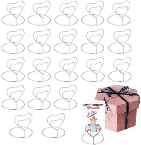 20 Pezzi Memo Segnaposto Cuore Clip, Memo Clip, Clip Memo Cuore Metallo, Memo Clip Segnaposto, Card Paper Note Clip Per Posizionare Carte In Matrimoni, Feste, Uffici e Ristoranti