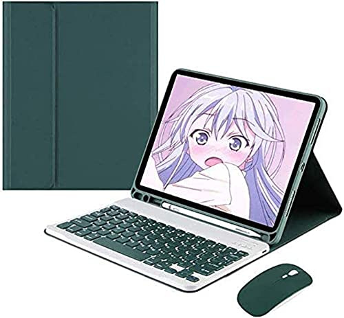2018/2017 Funda para iPad de 9,7 Pulgadas con Teclado y ratón Portalápices Teclado inalámbrico Bluetooth Desmontable magnéticamente para iPad 6 ° / 5 ° iPad de 9,7 Pulgadas (Verde Azulado)