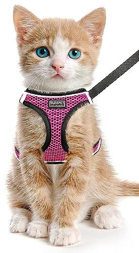 LOS ANDES Katzengeschirr mit Leine, Geschirr ausbruchsicher für Katze Verstellbar Brustgeschirr Cat Harness Reflektierend, Katzenleine mit Geschirr für Katzen,Welpen