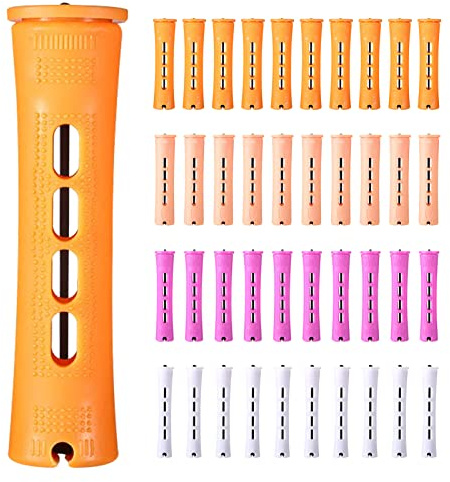 Set di bacchette permanenti | 4 misure Cold Wave Rods bigodini per donne – bigodini in 4 misure con elastici, strumenti per acconciature fai da te per donne, capelli lunghi e corti, 40 lingjiong