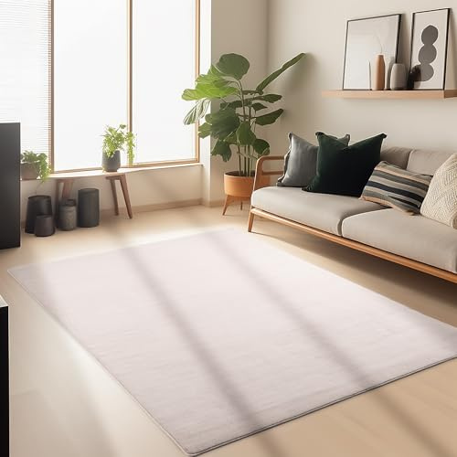 Carpetsale24 Waschbarer Teppich Kurzflor 160x230 cm Beige Modern Einfarbig Weich rutschfest Pflegeleicht Maschinenwaschbar für Wohnzimmer Schlafzimmer Esszimmer