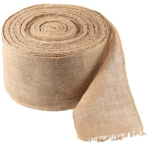 ZOENHOU 13CM x 25M Ruban de Toile de Jute, Rouleau de Tissu de Toile de Jute Naturel Rouleau de Ruban en Toile de Jute pour Décoration de Table, Fête, Artisanat