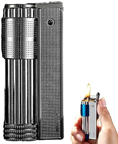 BIUBIULOVE Retro-Vintage-Kerosinfeuerzeug, Vintage-Grabenfeuerzeug, Tragbare Nachfüllbare Retro-Kerosinfeuerzeuge, Metallfeuerzeuge Mit Weicher Flamme Für Die Dekorative Sammlung (Schwarz)