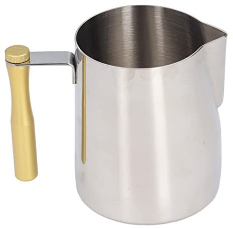 UPQRSG Milchaufschäumkrug, 304 Edelstahl, Sicherheits und Gesundheitsmilchaufschäumbecher, Eagle Düsen Wasserauslass, Integrierter Design Milchkrug, für Maschine(Gelb)
