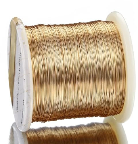 Basteldraht 1 Rolle, kein Verblassen, Kupfer-Perlendraht, formbarer, anlaufbeständiger Draht for DIY-Armbänder, Ohrringe, Schmuckherstellung, Handwerk (Color : KC Gold Color, Size : 0.3mm-400meters