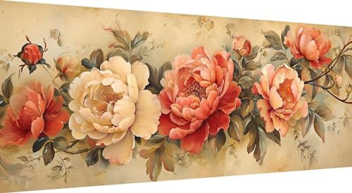 Qiaoqoo Blume Diamond Painting xxl 250x100cm, 5D DIY Diamant Painting Bilder Blume Diamand Painting Kinder mit Diamond-Painting Zubehör, Groß Diamant kunst Basteln Erwachsene, Home Décor Malerei