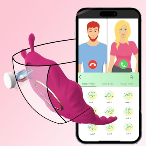 Slip Vibration für frauen, Butterflies Mini Vibrator mit APP und Magnetclip JFRong Leise Panty Vibratoren Auflegevibrator Klitoris Stimulator mit 9 Vibrationsmodi Erotik Sexspielzeug für Paare(Rosa)