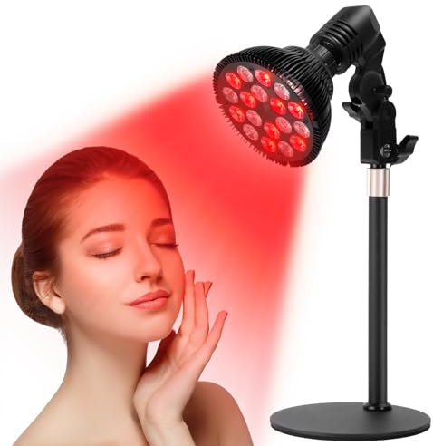 Cozion lampada a luce rossa con base, 54 W, 18 LED, lampada a luce rossa regolabile a 360°, regalo per uomini e donne, la lampadina non genera calore